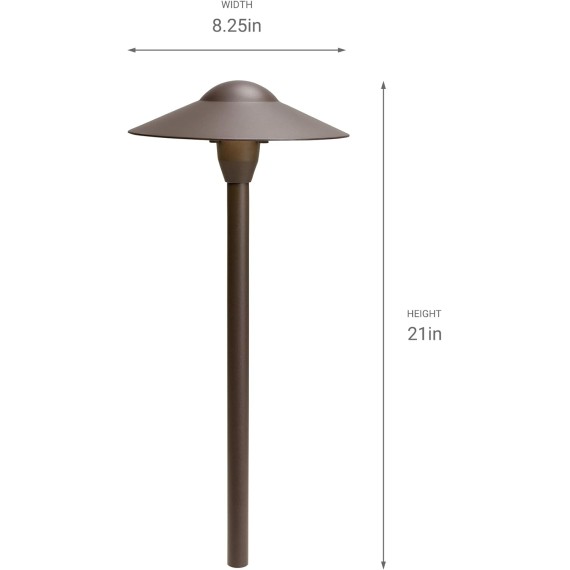 8" Outdoor LED Path Light in Textured Architectural Bronze , 12V Adjustable Exterior Dome Light, (8.25" W x 21" H), 15310AZT