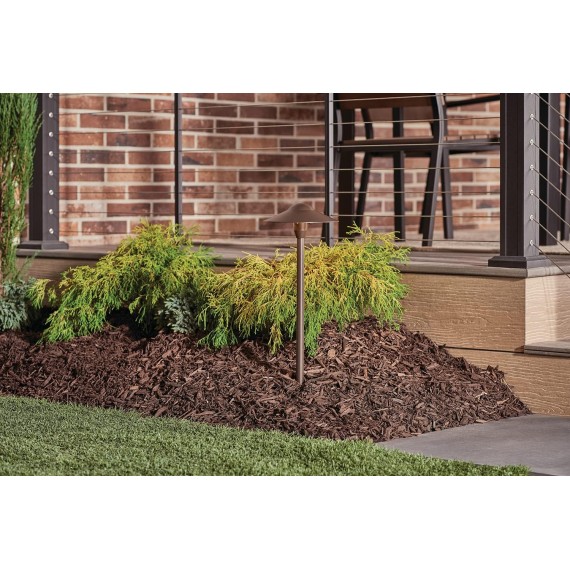 8" Outdoor LED Path Light in Textured Architectural Bronze , 12V Adjustable Exterior Dome Light, (8.25" W x 21" H), 15310AZT