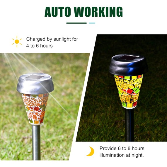 Solar Garden Lights Outdoor, Halloween/Christmas Decorations Outdoor, Mosaic LED Solar Yard Lights 3 Color, Pathway Landscape Lighting for Path, Walkway, Driveway, Patio and Yard
