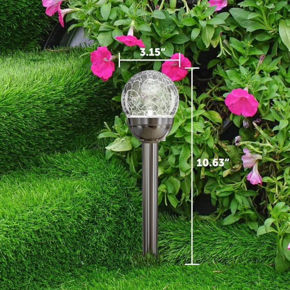 Solar Lights Outdoor, Cracked Glass Ball Solar Garden Lights, Color Changing Lights Outdoor,Garden LED Lights for Path, Patio, Yard, 3 Pack Solar Garden Lights Outdoor Pathway