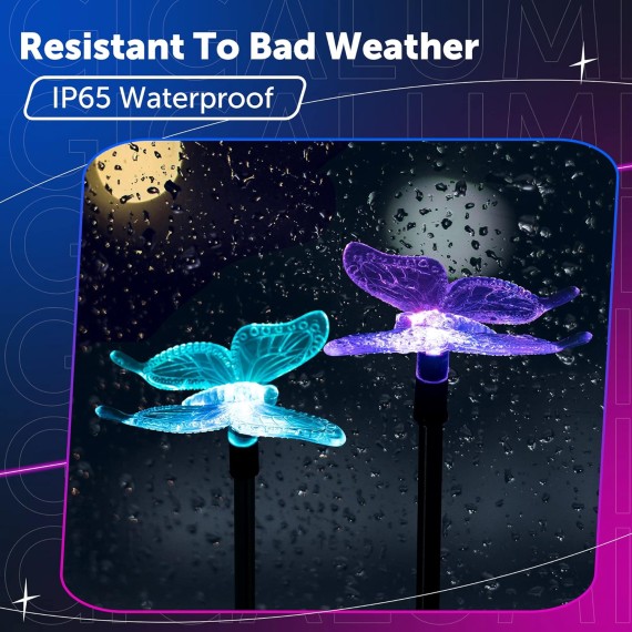 Solar Garden Stake Lights, 3 Pack Solar Garden Lights, Decorations Color Changing LED, Outdoor Solar Lights Decorative for Pathway, Garden, Lawn, Patio, Driveway