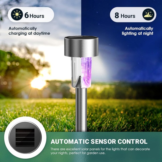 12Pack Solar Christmas Lights Outdoor Waterproof, Solar Lights Outdoor, Yard Decoration Garden Led Light Landscape Pathway Lights Stainless Steel