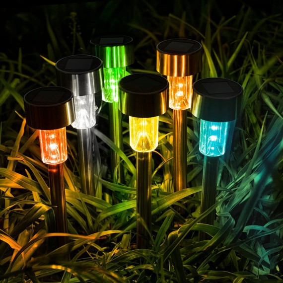 12Pack Solar Christmas Lights Outdoor Waterproof, Solar Lights Outdoor, Yard Decoration Garden Led Light Landscape Pathway Lights Stainless Steel