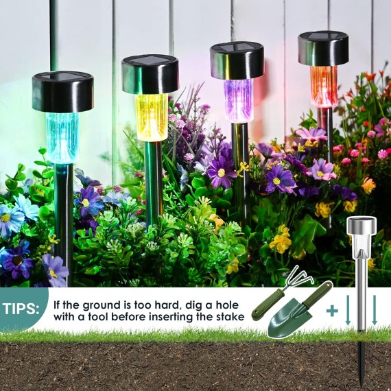 12Pack Solar Christmas Lights Outdoor Waterproof, Solar Lights Outdoor, Yard Decoration Garden Led Light Landscape Pathway Lights Stainless Steel