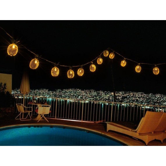 15ft 20 LED Pineapple String Lights, Fairy String Lights Battery Operated for Patio Home Wedding Party Bedroom Birthday Hawaiian Tropical Tiki Decoration (Warm White)