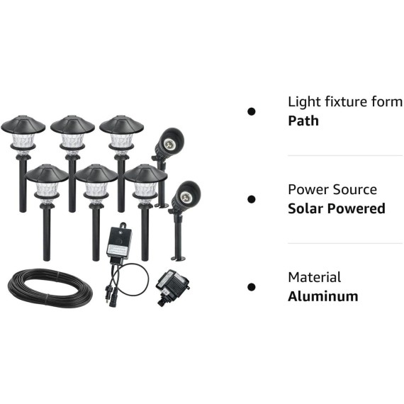 Low-Voltage Black Outdoor Integrated LED Landscape Path Light and Deluxe Micro Spot Light Kit (8-Pack)