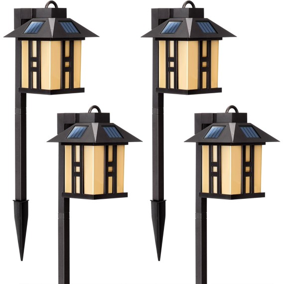 Japanese Decor Lights, Solar Pathway Lights, Solar Lights for Outside/Lawn/Patio/Yard/Pathway/Walkway/Driveway Decoration 4 Pack