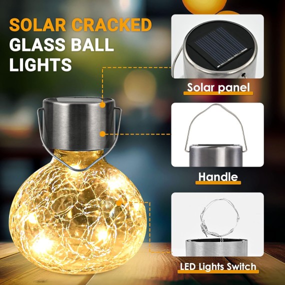 Hanging Solar Lantern, 4 Pack Outdoor Decorations, Hanging Solar Lights Outdoor Waterproof, Garden Decor for Lawn, Garden, Yard, Tree Warm White