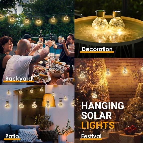 Hanging Solar Lantern, 4 Pack Outdoor Decorations, Hanging Solar Lights Outdoor Waterproof, Garden Decor for Lawn, Garden, Yard, Tree Warm White