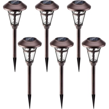 Bright Solar Outdoor Lights Decorative 6 Pack, Solar Pathway Garden Lights Auto On/Off, Solar Lights Outdoor Waterproof Bronze Finished, Driveway Lights LED Landscape Lighting for Lawn Yard