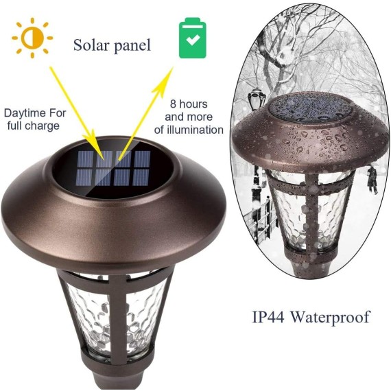 Bright Solar Outdoor Lights Decorative 6 Pack, Solar Pathway Garden Lights Auto On/Off, Solar Lights Outdoor Waterproof Bronze Finished, Driveway Lights LED Landscape Lighting for Lawn Yard
