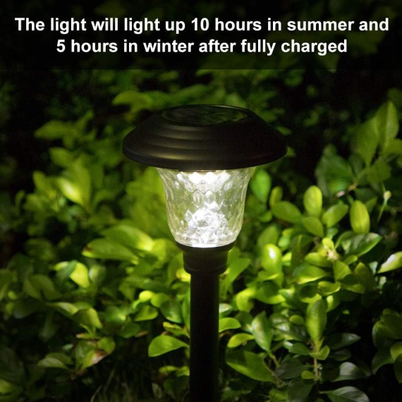 8 Pack Solar Pathway Lights Color Changing + Bright White Outdoor Garden Stake Glass LED Stainless Steel IP65 Waterproof Landscape Path Lighting for Yard Walkway Driveway Outside Black