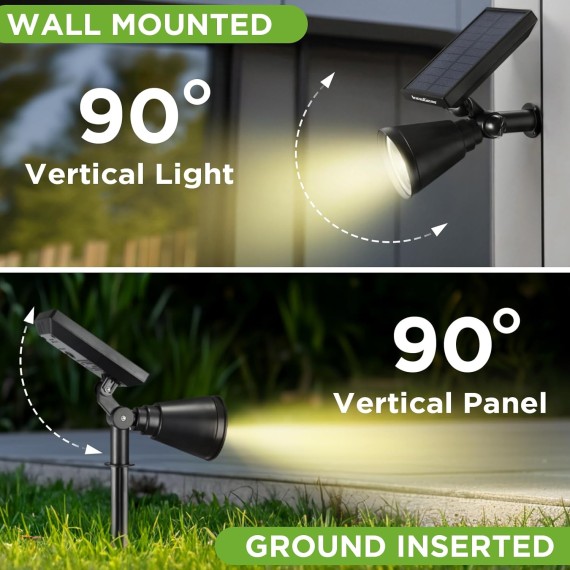 Solar Lights Outdoor Waterproof Solar Garden Light for Outside Yard Landscape Lighting Pathway Spot Lights Spotlight Wall Light Auto On/Off, Pack of 6 (Warm White)