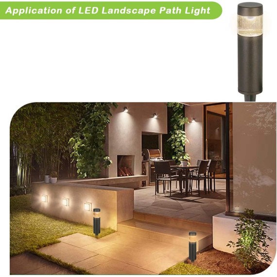 Low Voltage Landscape Lights, 3W 191LM 12V LED Round Bollard Light, Wired Outdoor Walkway Light Path Lights for Yard Lawn, Aluminum Construction, 30 Watt Equivalent, 15-Year Lifespan, 6 Pack