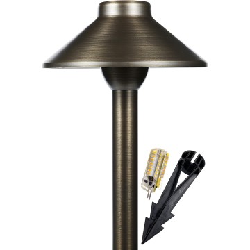 LED Pathway 124 Landscape Light 12V Solid Brass Low Voltage LED Light G4 3.5W 2700K Bulb Outdoor Mushroom Security Garden Patio Deck Pool Area Light for Beautiful Bright Long Lasting