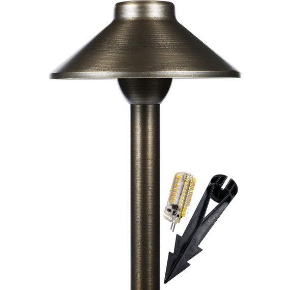 LED Pathway 124 Landscape Light 12V Solid Brass Low Voltage LED Light G4 3.5W 2700K Bulb Outdoor Mushroom Security Garden Patio Deck Pool Area Light for Beautiful Bright Long Lasting