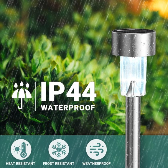 Solar Lights Outdoor Waterproof,16 Pack Stainless Steel LED Solar Garden Lights for Patio, Lawn, Yard and Landscape(Cold White)