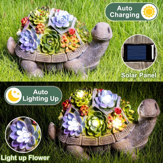 11.5 Inch Solar Garden Statues Turtle Figurine Lights for Outside Garden Decor, Yard Decorations Outdoor Housewarming Gifts for Mom, Women for Mothers Day