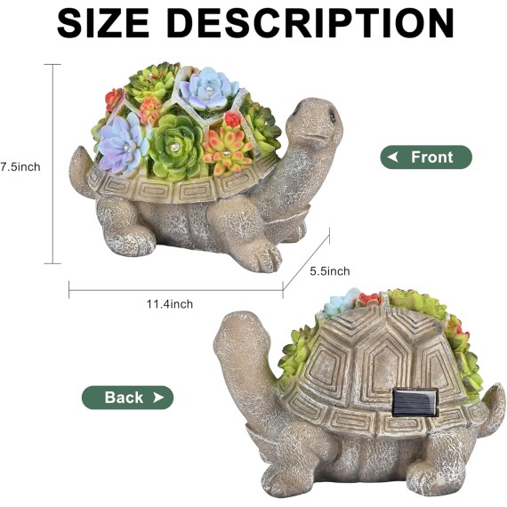11.5 Inch Solar Garden Statues Turtle Figurine Lights for Outside Garden Decor, Yard Decorations Outdoor Housewarming Gifts for Mom, Women for Mothers Day