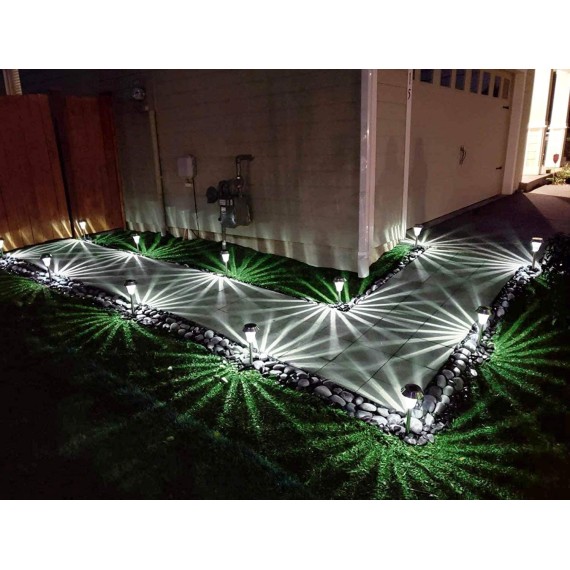 Copper Solar Path Light, Set of 6, with Glass Lens, Metal Ground Stake, and Extra-Bright LED for Lawn, Patio, Yard, Walkway, Driveway