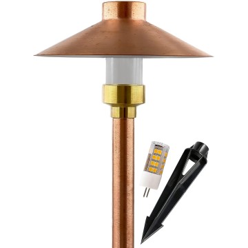 LED Pathway 126 Landscape Light 12V Solid Copper Low Voltage 4W G4 LED Light Bulb Warm White Included Outdoor Mushroom Security Garden Patio Area Light for Beautiful Bright Long Lasting