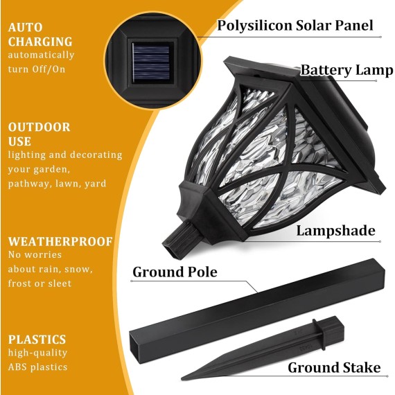Solar Lights Outdoor Waterproof, 6 Pack LED Solar Garden Lights, Solar Lights for Outside, Garden Decor for Yard, Patio, Landscape, Planter, Walkway (Warm White)