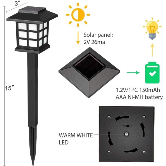 Solar Outdoor Lights，8 Pack LED Solar Lights Outdoor Waterproof, Solar Walkway Lights Maintain 10 Hours of Lighting for Your Garden, Landscape, Path, Yard, Patio, Driveway