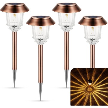 Solar Lights Outdoor Waterproof, 10-40 LM Dimmable Solar Lights for Outside, LED Auto On/Off Outdoor Solar Lights for Yard Pathway Garden Lawn Driveway Walkway (Warm White)