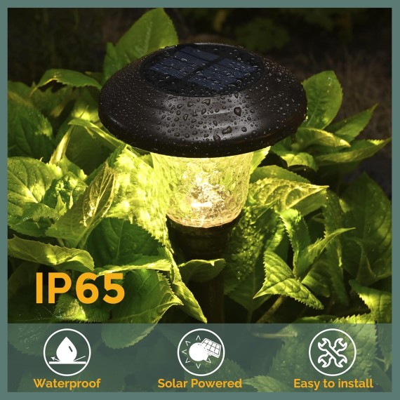 8 Pack Solar Pathway Lights, Solar Garden Lights Outdoor Warm White, Waterproof Led Path Lights for Yard, Patio, Landscape, Walkway (Brown)…