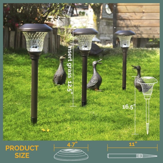 8 Pack Solar Pathway Lights, Solar Garden Lights Outdoor Warm White, Waterproof Led Path Lights for Yard, Patio, Landscape, Walkway (Brown)…