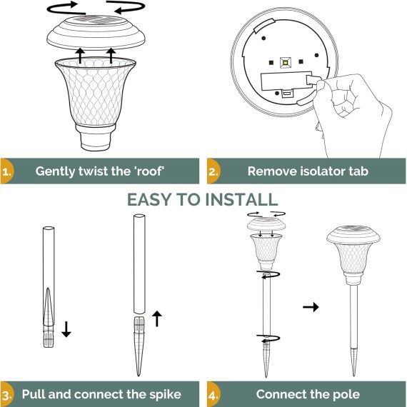 8 Pack Solar Pathway Lights, Solar Garden Lights Outdoor Warm White, Waterproof Led Path Lights for Yard, Patio, Landscape, Walkway (Brown)…