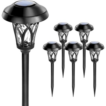 Solar Powered Pathway Lights, Black, Waterproof, Easy Installation, High Lumen, 19" Height x 5.3" Diameter