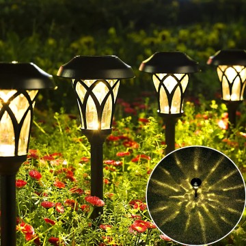 Solar Powered Pathway Lights, Black, Waterproof, Easy Installation, High Lumen, 19" Height x 5.3" Diameter