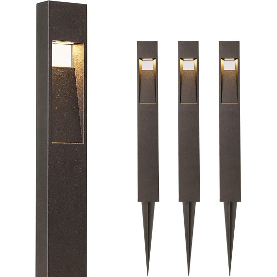 Low Voltage Landscape Pathway Light, 2W 48LM Matte Black Integrated LED Outdoor Walkway Light for Yard Lawn, Die-Cast Aluminum Construction, 4-Pack, ETL Listed, 15-Year Lifespan