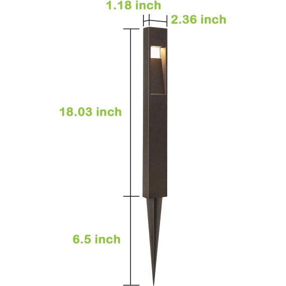 Low Voltage Landscape Pathway Light, 2W 48LM Matte Black Integrated LED Outdoor Walkway Light for Yard Lawn, Die-Cast Aluminum Construction, 4-Pack, ETL Listed, 15-Year Lifespan