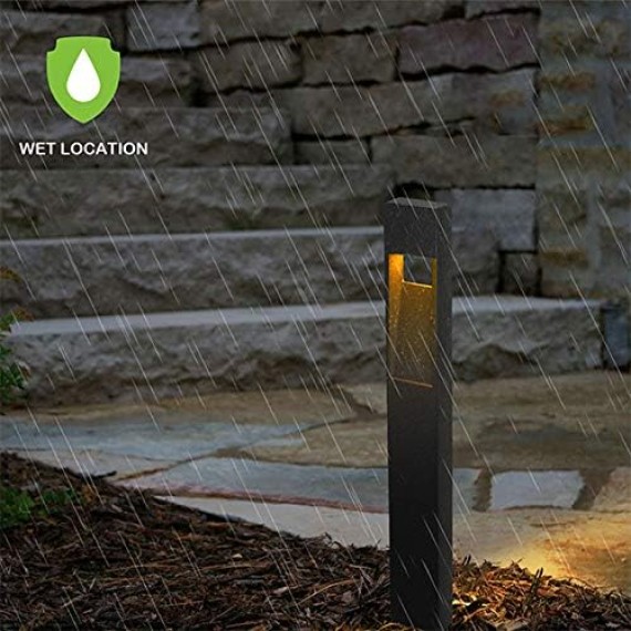 Low Voltage Landscape Pathway Light, 2W 48LM Matte Black Integrated LED Outdoor Walkway Light for Yard Lawn, Die-Cast Aluminum Construction, 4-Pack, ETL Listed, 15-Year Lifespan