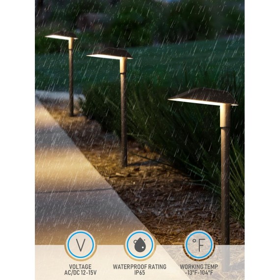 LED Low Voltage Landscape Lights, 5W 400LM 12-15V AC/DC, 23.4Inch Pathway Lights, Aluminum Housing, IP65 Waterproof for Outdoor Path Sidewalk Driveway Walkway, 3000K Warm White, Pack of 6