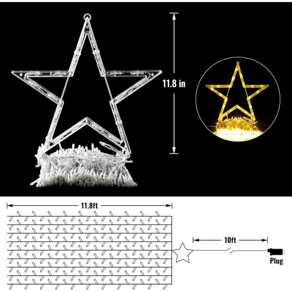 Christmas Decorations Lights 344 LED Star Lights 8 Lighting Modes Outdoor Tree Decorations for Christmas Yard, Garden, New Year, Holiday, Wedding, Party（Warm White）