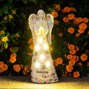 Solar Garden Statues Angel Figurine Lights for Outside, Yard Decorations Outdoor, Garden Decor Unique Sympathy Housewarming Gifts for Mom, Women for Mothers Day