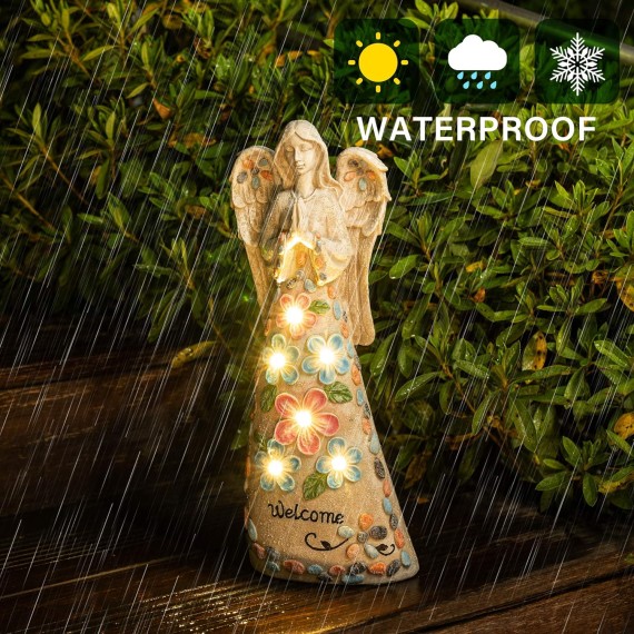 Solar Garden Statues Angel Figurine Lights for Outside, Yard Decorations Outdoor, Garden Decor Unique Sympathy Housewarming Gifts for Mom, Women for Mothers Day