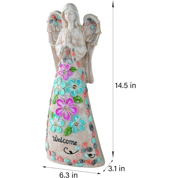 Solar Garden Statues Angel Figurine Lights for Outside, Yard Decorations Outdoor, Garden Decor Unique Sympathy Housewarming Gifts for Mom, Women for Mothers Day