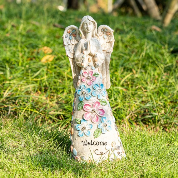 Solar Garden Statues Angel Figurine Lights for Outside, Yard Decorations Outdoor, Garden Decor Unique Sympathy Housewarming Gifts for Mom, Women for Mothers Day