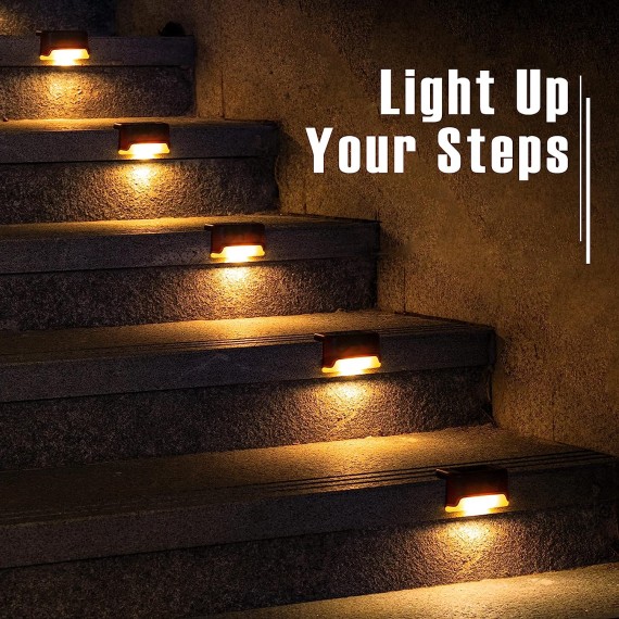 Led Solar Deck Lights, 16 Pack Waterproof for Outdoor Stairs, Step, Fence, Railing, Yard and Patio (Warm White)…