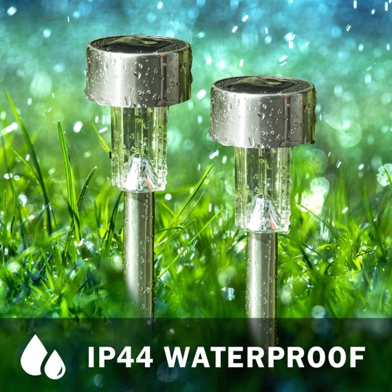 16 Pack Solar Pathway Lights, Solar Landscape Lights Outdoor Waterproof & Auto On/Off, Stainless Steel Solar Powered Garden Lights for Yard, Lawn, Patio, Path, Walkway or Driveway Cold White