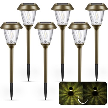Solar Lights Outdoor Waterproof - 10/25 LM LED Auto On/Off Glass Outdoor Solar Lights for Yard Garden Pathway Driveway Walkway Sidewalk (Warm White)
