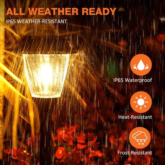 Solar Lights Outdoor Waterproof - 10/25 LM LED Auto On/Off Glass Outdoor Solar Lights for Yard Garden Pathway Driveway Walkway Sidewalk (Warm White)