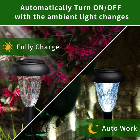 12Pack Solar Lights Outdoor Waterproof, Pathway Lights Solar Powered, Landscape Lighting, Solar Lights for Patio, Garden, Yard, Pathways, Landscapes, Walkways and Driveways