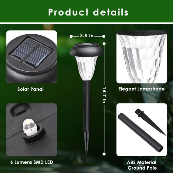 12Pack Solar Lights Outdoor Waterproof, Pathway Lights Solar Powered, Landscape Lighting, Solar Lights for Patio, Garden, Yard, Pathways, Landscapes, Walkways and Driveways
