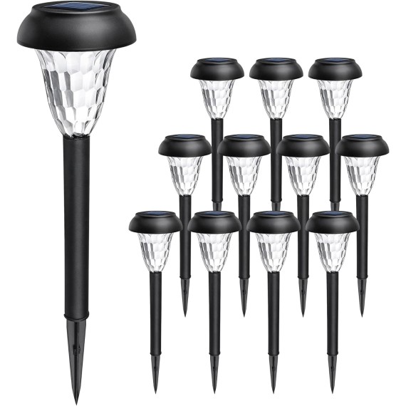 12Pack Solar Lights Outdoor Waterproof, Pathway Lights Solar Powered, Landscape Lighting, Solar Lights for Patio, Garden, Yard, Pathways, Landscapes, Walkways and Driveways