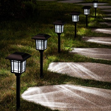 Garden Path Lights 8 Pack, Solar Powered, Bright Outdoor Yard Lights Waterproof for Landscape, Lawn, Pathway, Walkway and Driveway (Cold White)